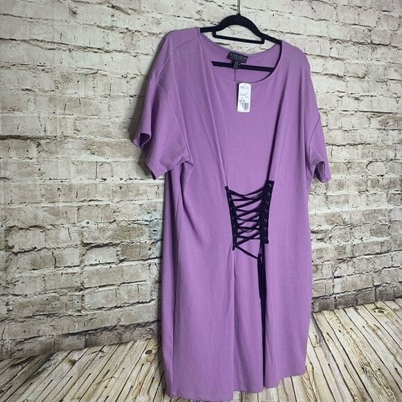 NWT Forever 21 Plus Lavender Corset Dress 3X Cyber Grunge - Picture 5 of 8
